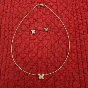 Vintage Lady Remington silvertone butterfly choker, necklace & earrings set